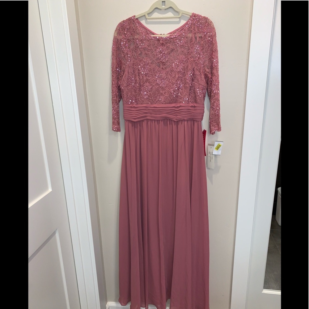 Long Rose Sequin Gown Formal